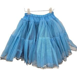 Vintage Blue Full‎ Ruffle Sequin Trim Coquette Lolita Petticoat Crinoline